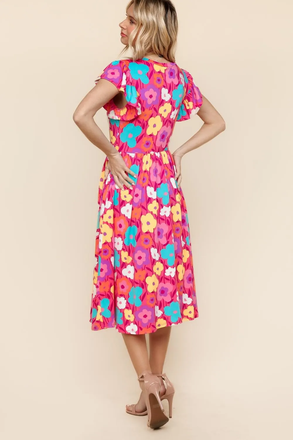BABYDOLL MIDI KNIT DRESS WITH SIDE POCKETS