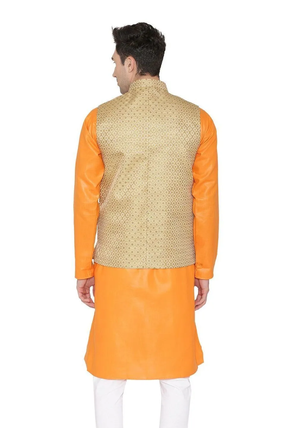 Banarasi Rayon Cotton Gold Modi Nehru Jacket