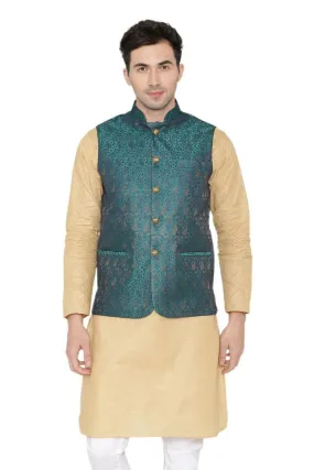 Banarasi Rayon Cotton Green Modi Nehru Jacket