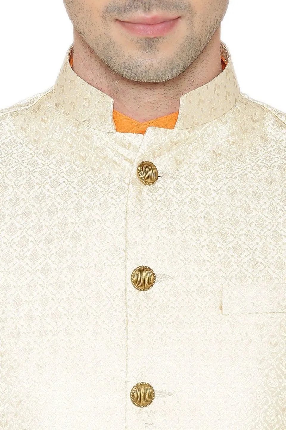 Banarasi Rayon Cotton Yellow Modi Nehru Jacket