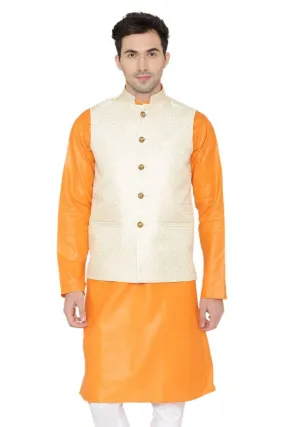 Banarasi Rayon Cotton Yellow Modi Nehru Jacket