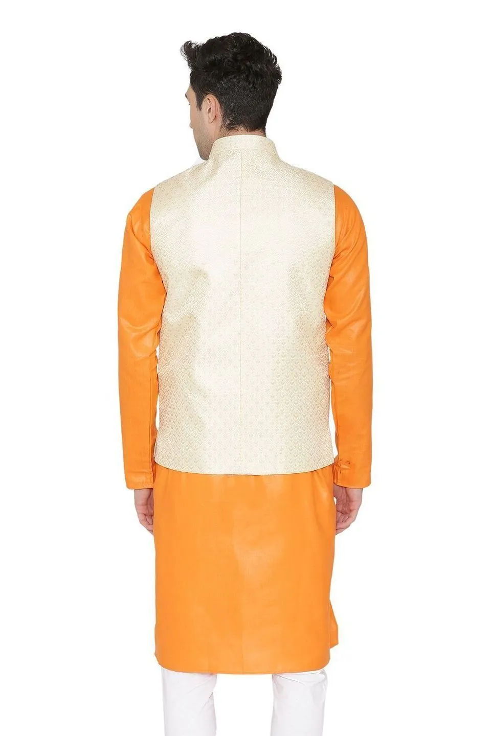 Banarasi Rayon Cotton Yellow Modi Nehru Jacket