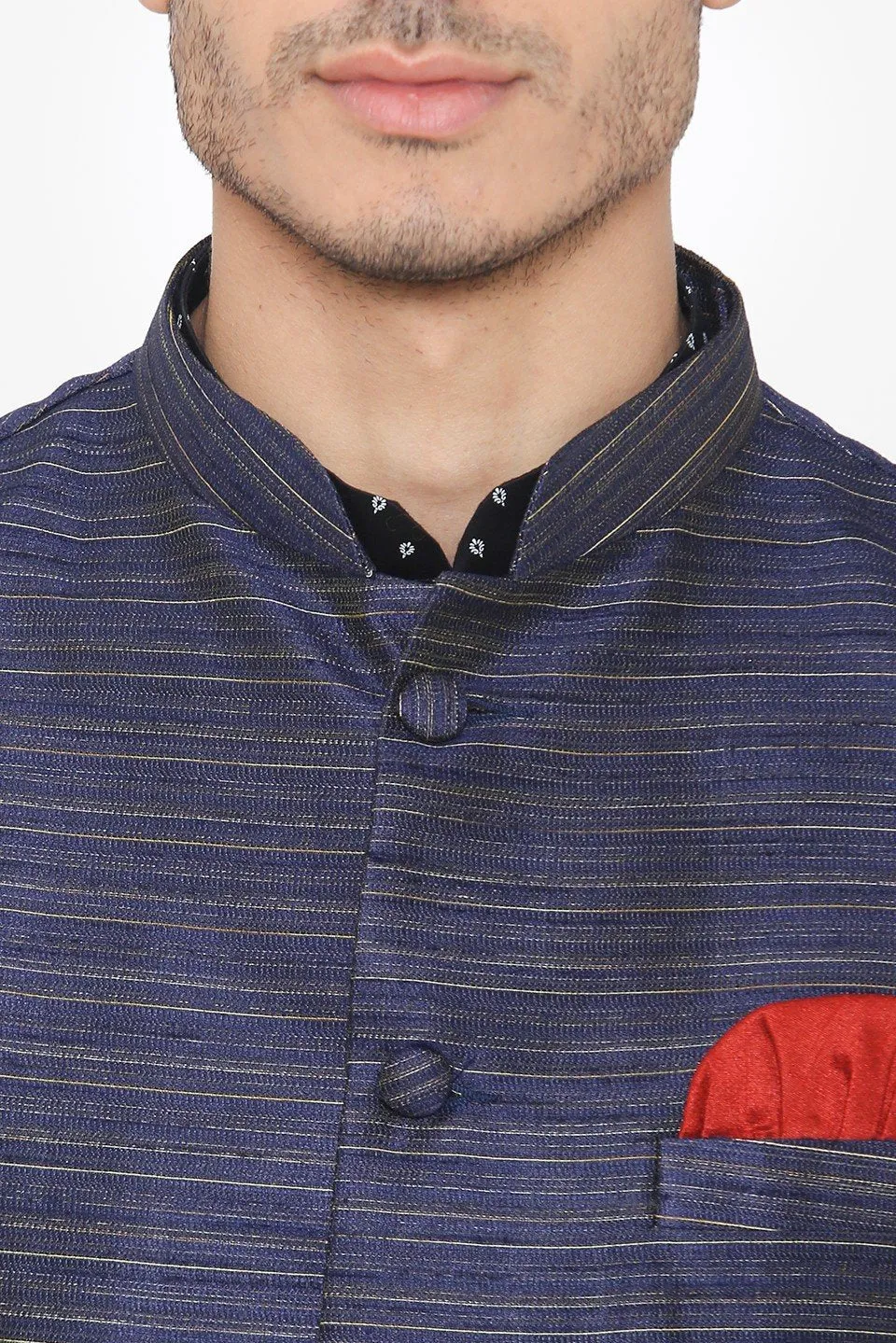 Banarsi Rayon Cotton Blue Nehru Modi Jacket