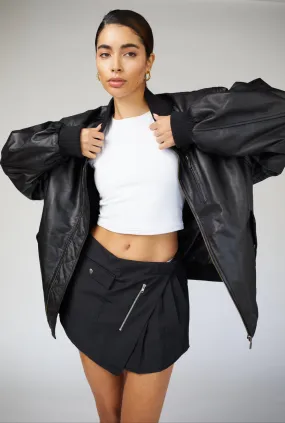 Bella 90’s Oversized Bomber Leather Jacket
