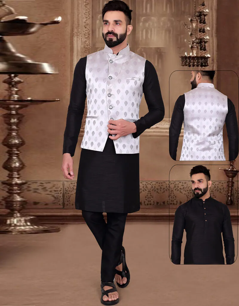 Black Kurta Silk Chudiddar