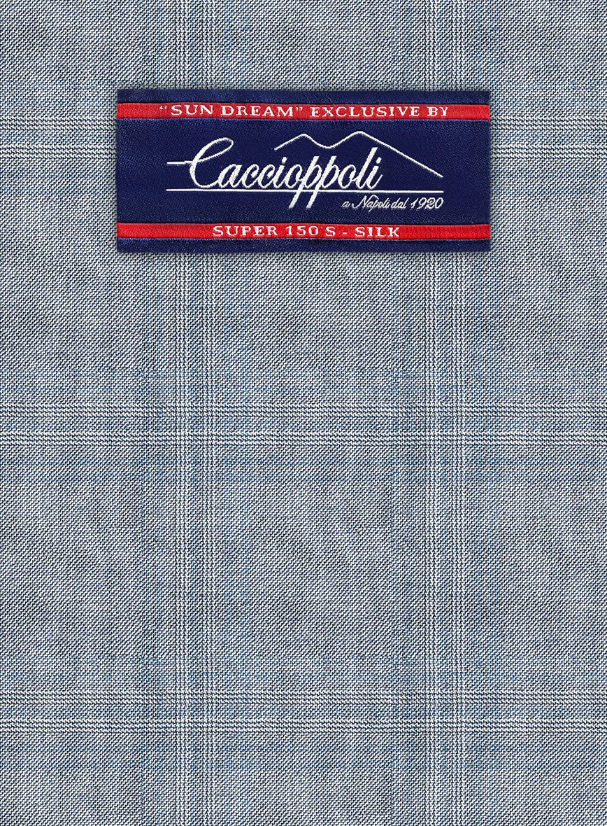 Caccioppoli Sun Dream Quirrt Light Blue Wool Silk Jacket