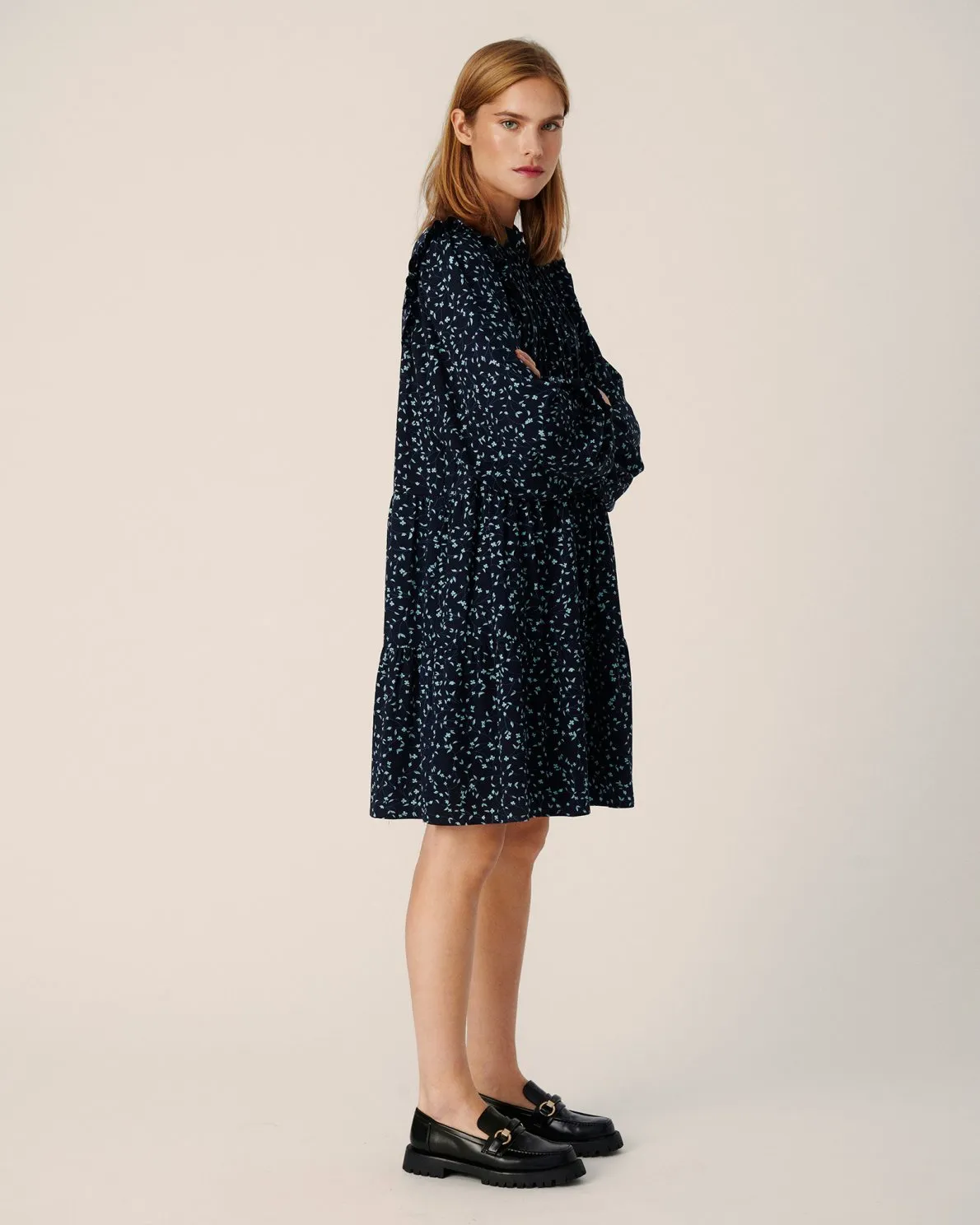 Etha Raye LS Short Dress AOP - S Cap Flower