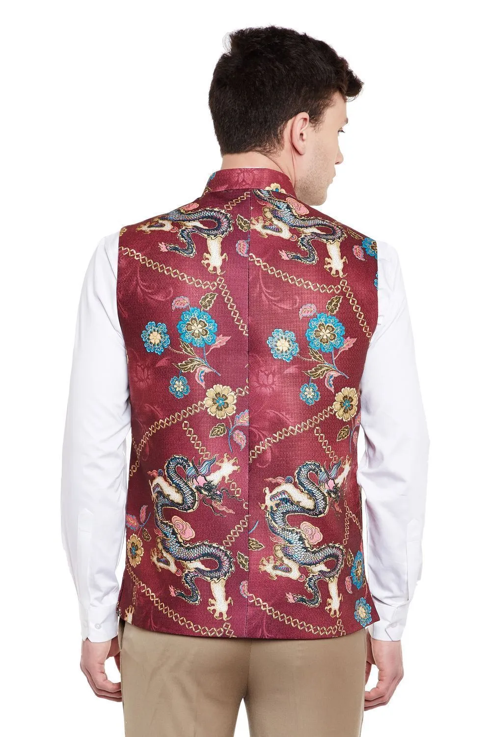 Imported Rayon MulticolouRed Modi Nehru Jacket