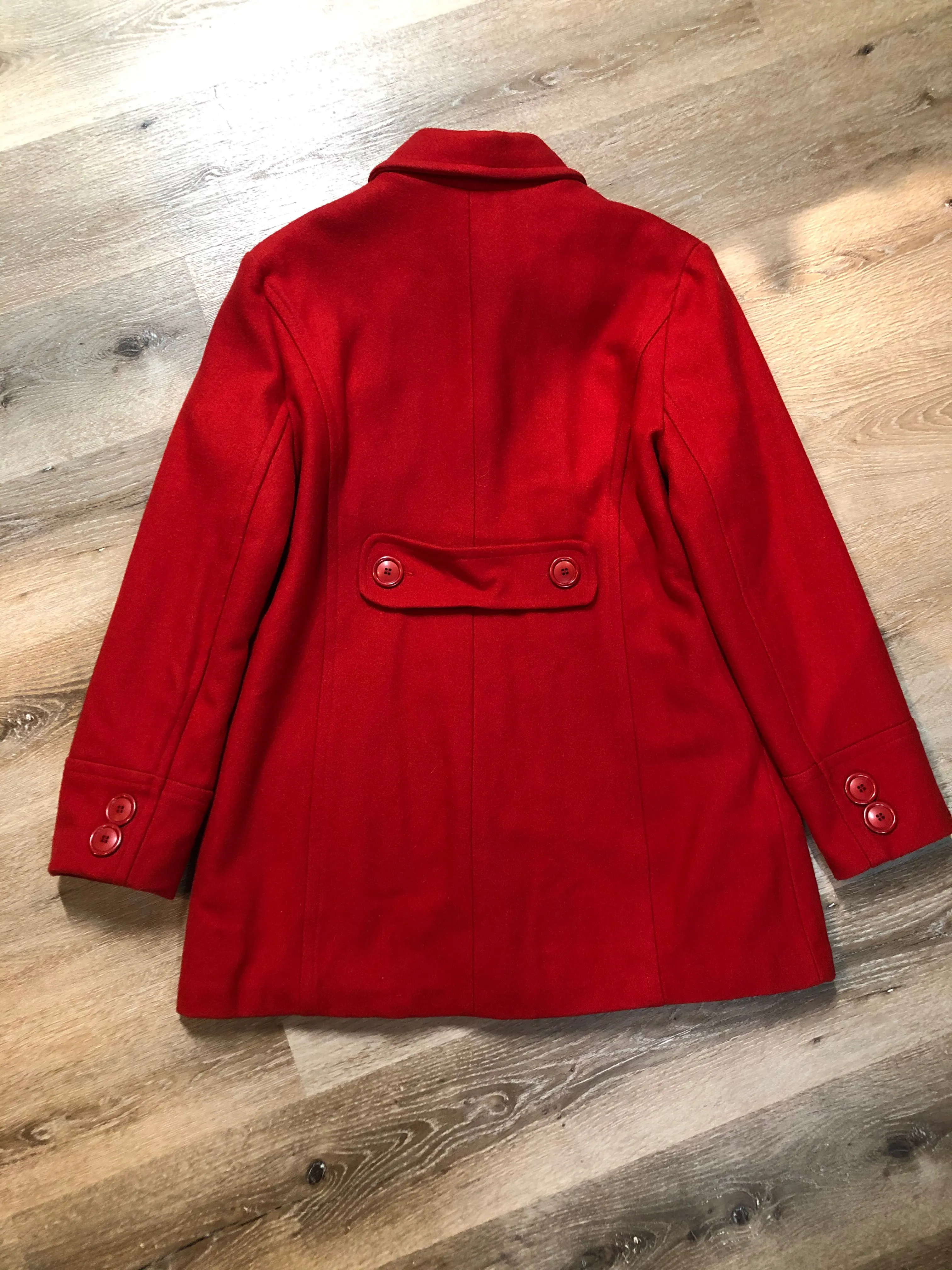 Jessica Red Wool Blend Car Coat, Made in Canada