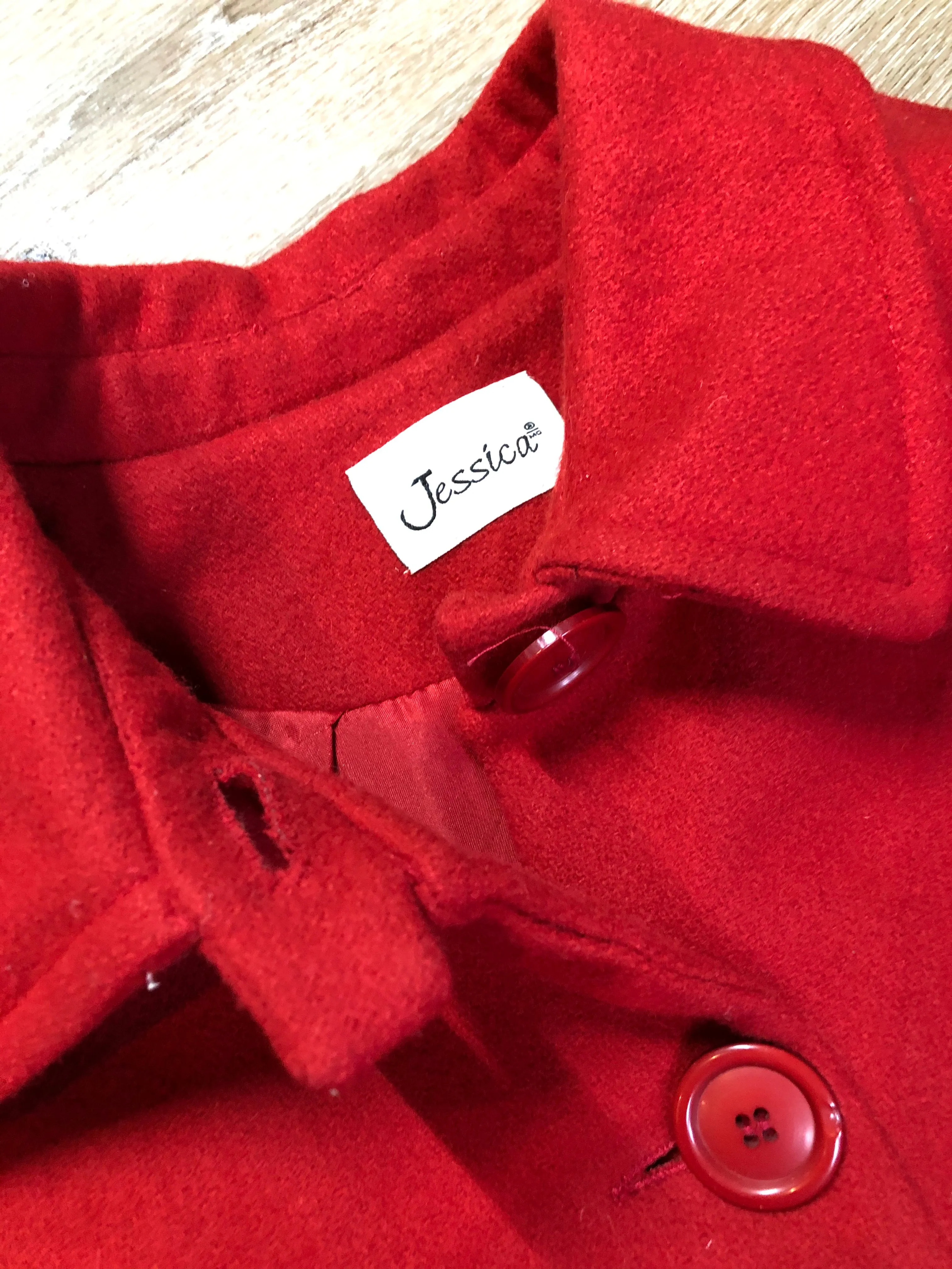 Jessica Red Wool Blend Car Coat, Made in Canada