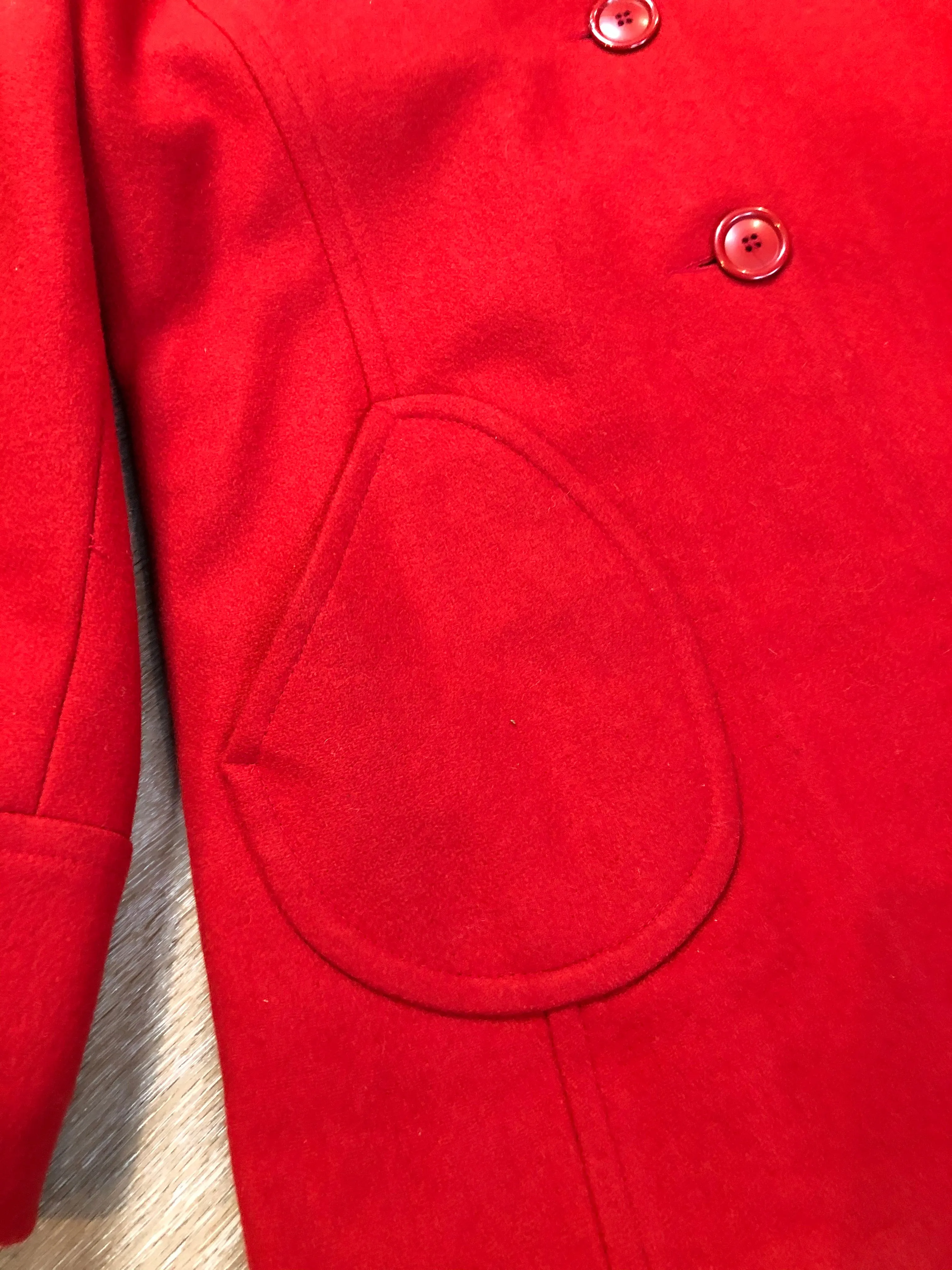 Jessica Red Wool Blend Car Coat, Made in Canada