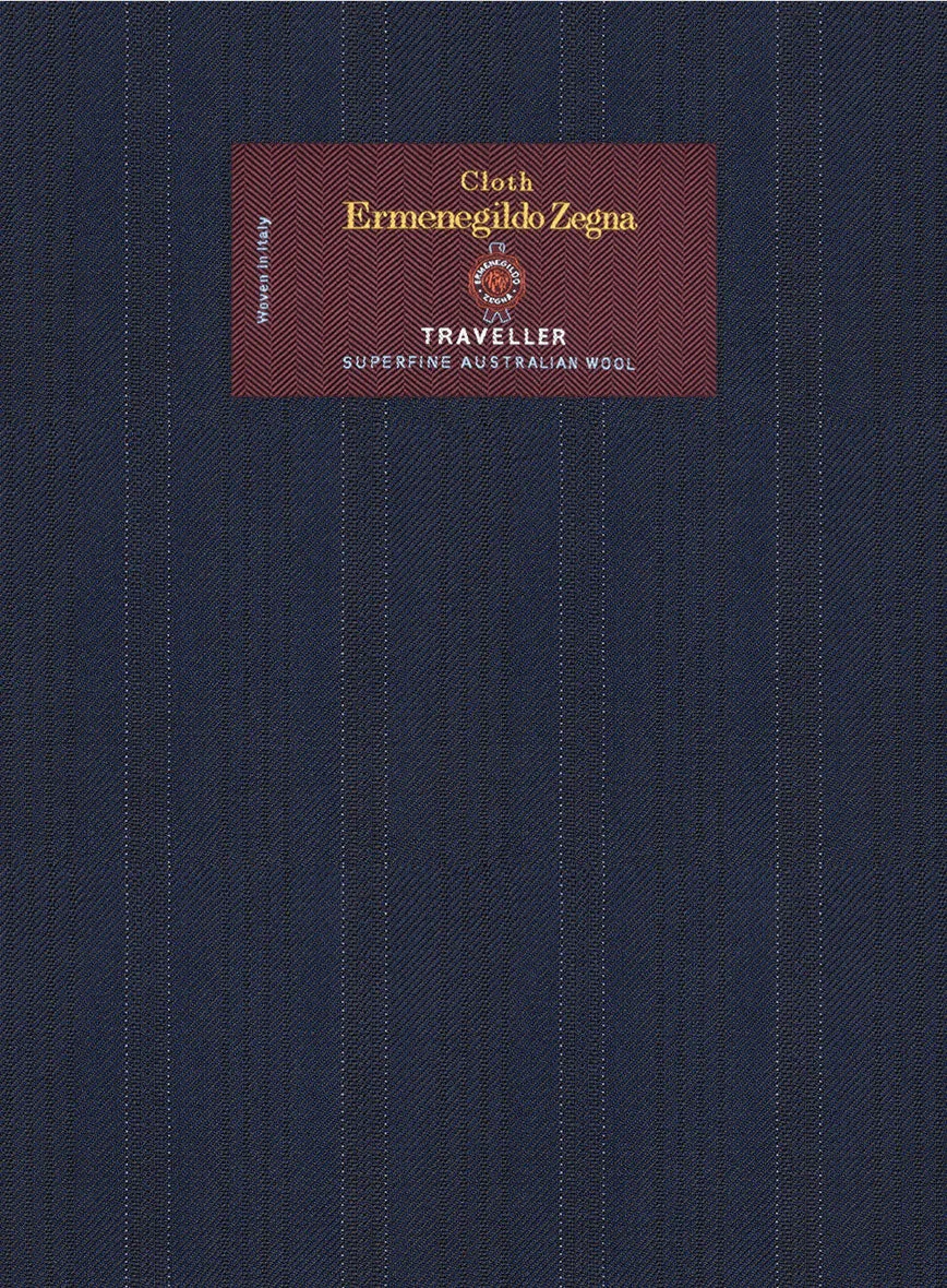 Lanificio Zegna Traveller Adiel Blue Stripe Wool Jacket