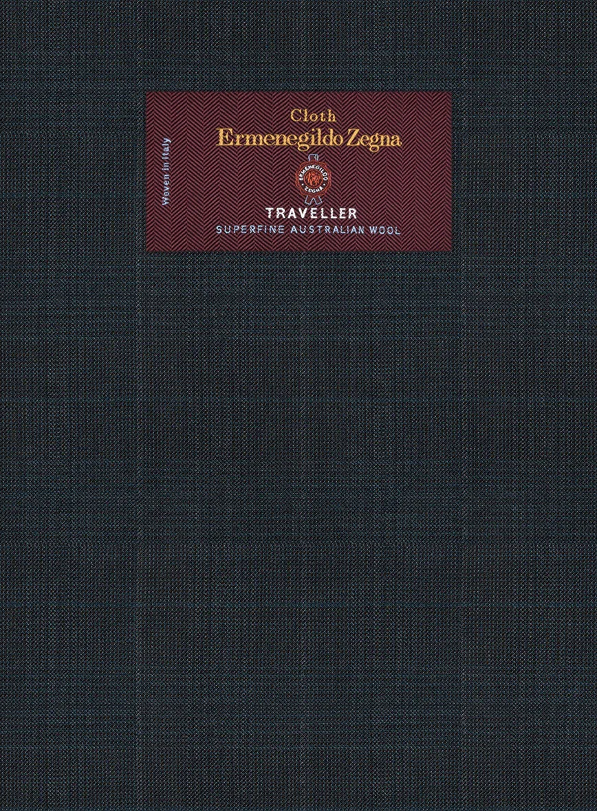 Lanificio Zegna Traveller Mence Dark Blue Checks Wool Jacket