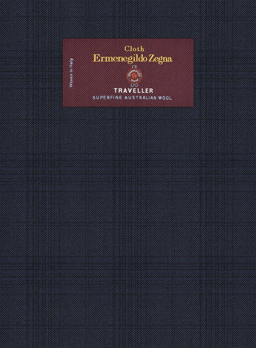 Lanificio Zegna Traveller Tirno Blue Checks Wool Jacket