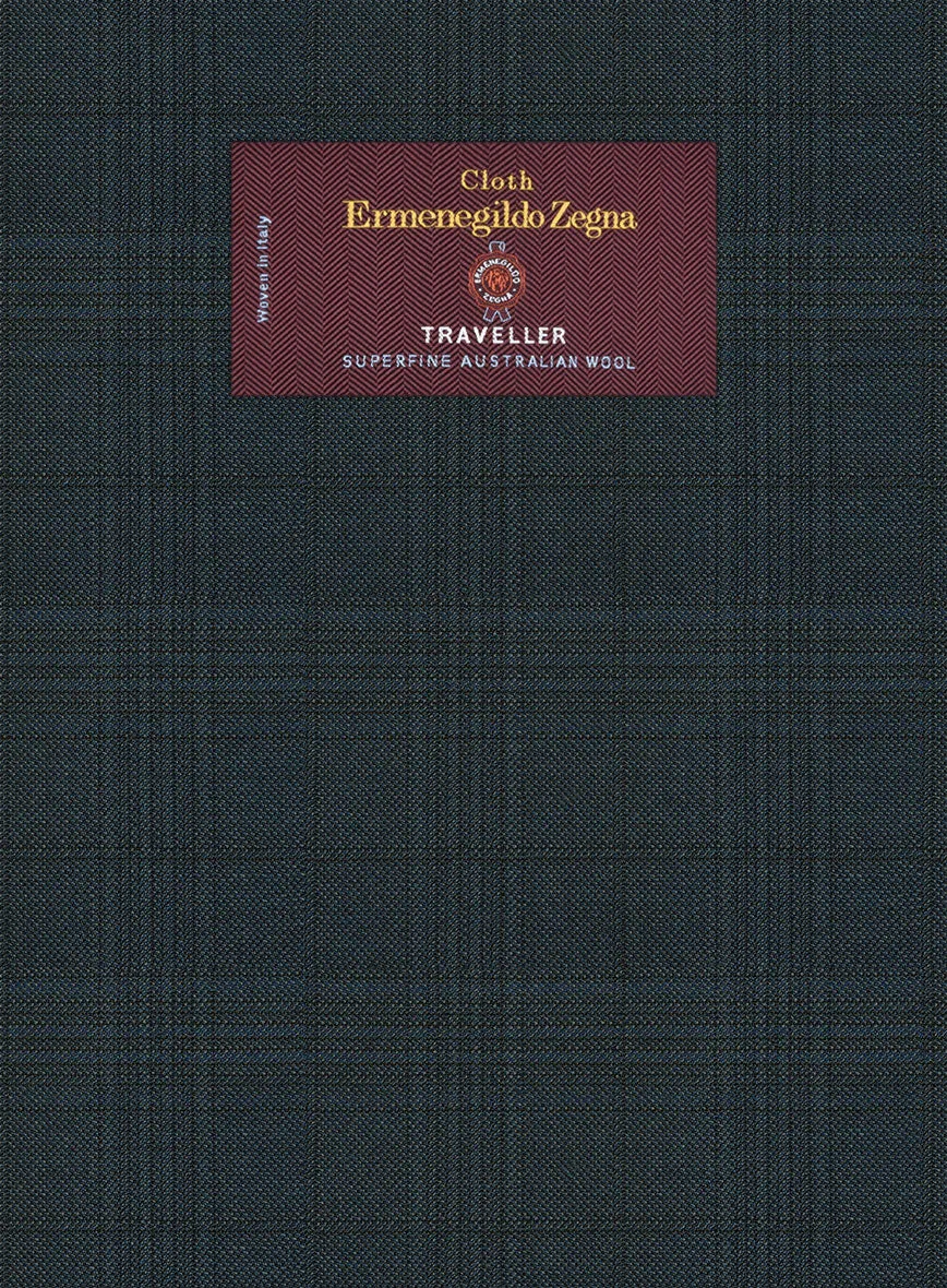 Lanificio Zegna Traveller Tirno Dark Blue Checks Wool Jacket