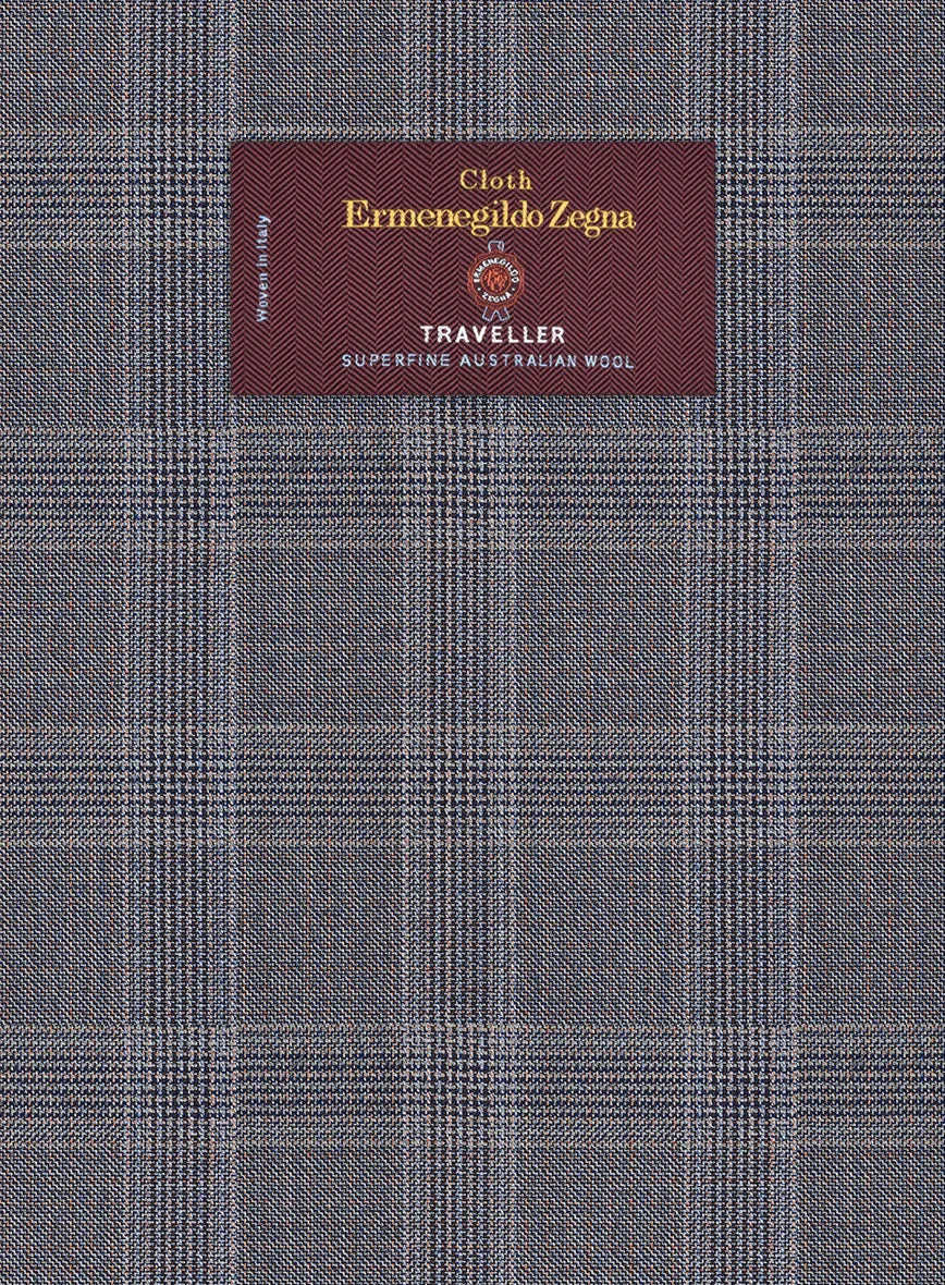 Lanificio Zegna Traveller Valen Blue Checks Wool Jacket