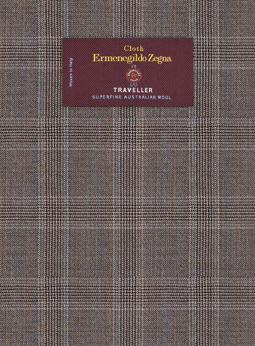 Lanificio Zegna Traveller Valen Brown Checks Wool Jacket