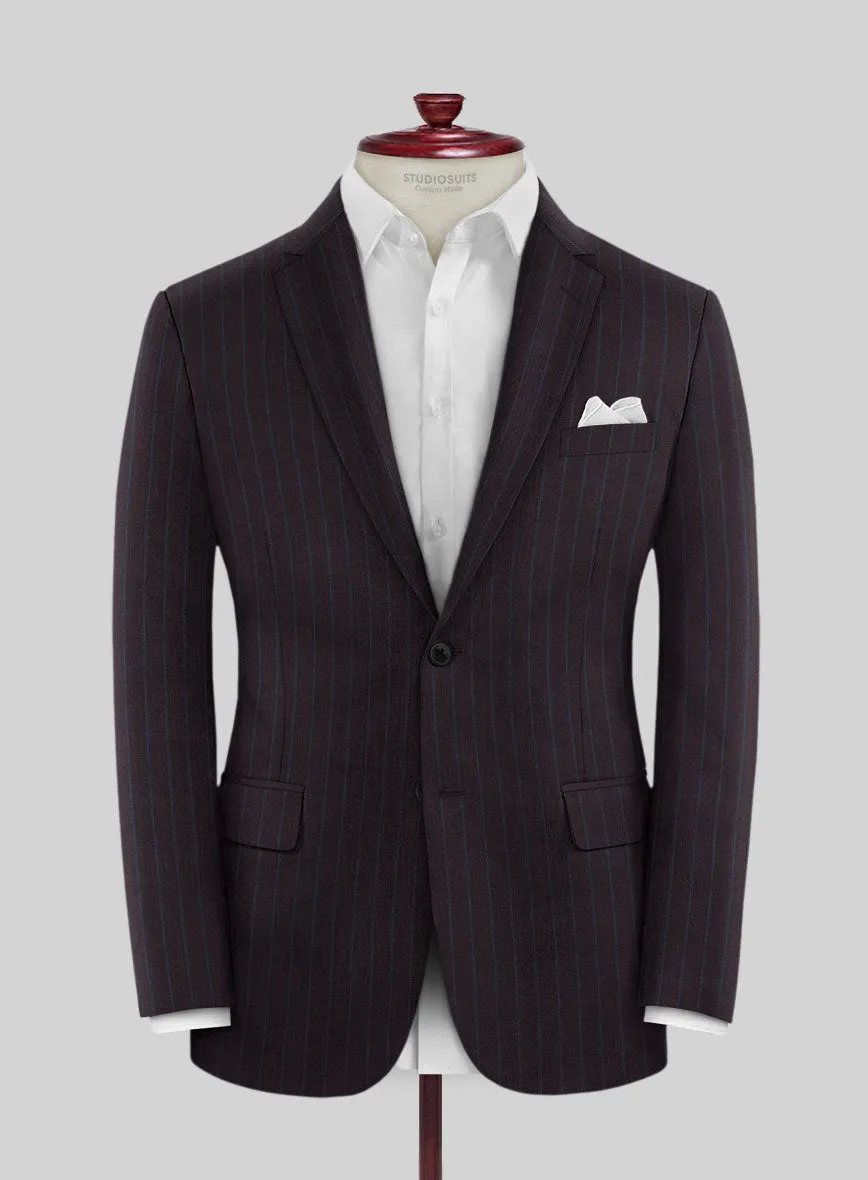 Lanificio Zegna Trofeo Dexi Dark Maroon Stripe Wool Jacket