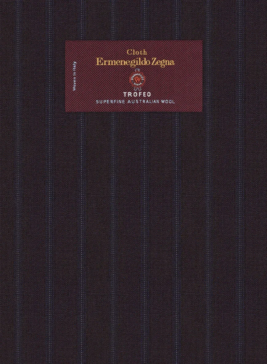 Lanificio Zegna Trofeo Dexi Dark Maroon Stripe Wool Jacket