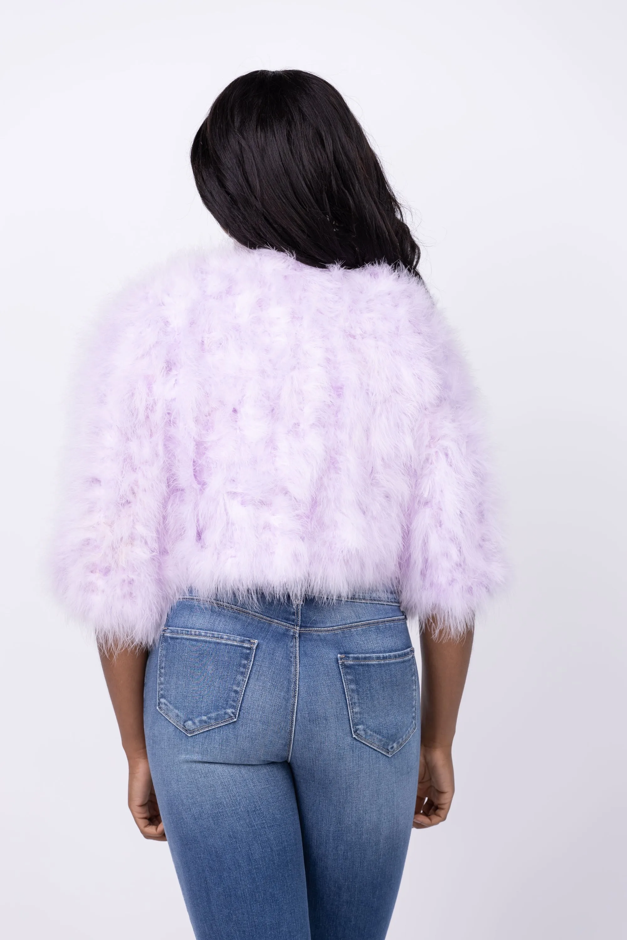 Linda Richards Feather Bolero Jacket in Lavender