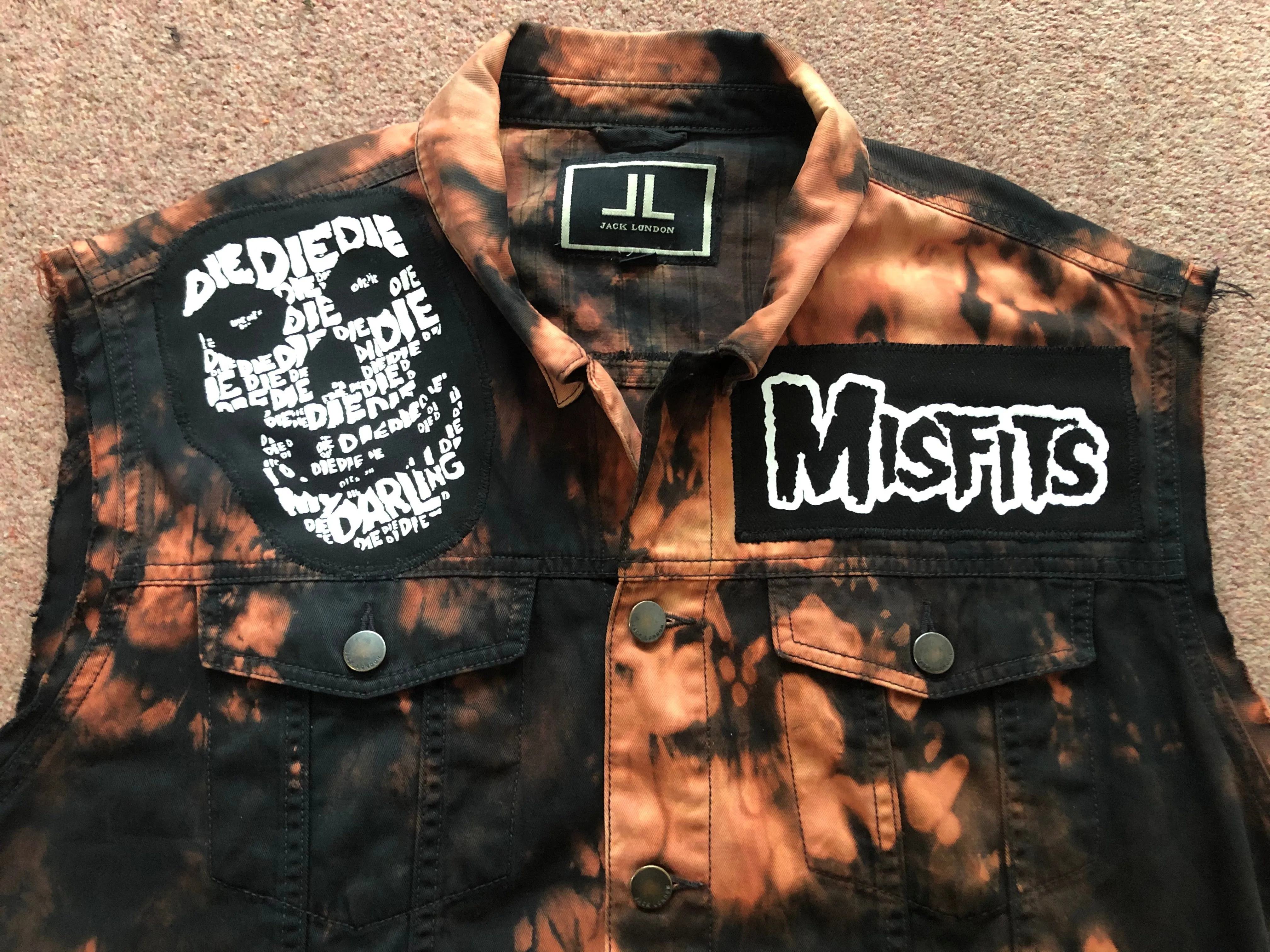 Misfits Fire Bleach Horror Business Denim Punk Cut-Off Crimson Ghost Fiend Club