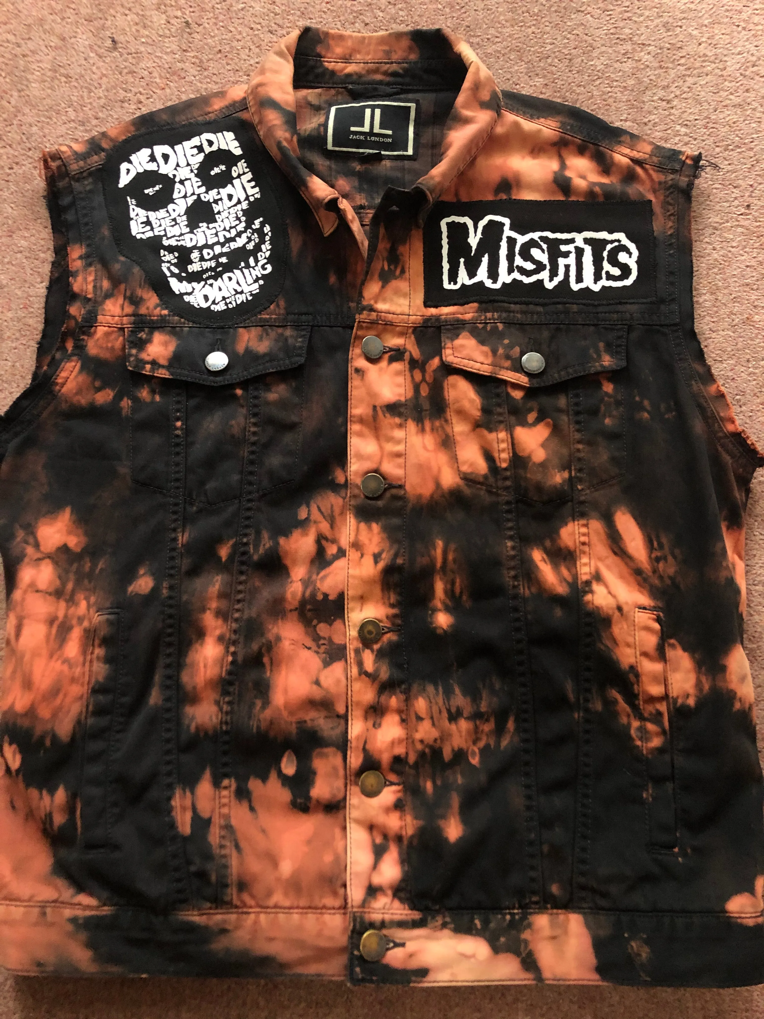 Misfits Fire Bleach Horror Business Denim Punk Cut-Off Crimson Ghost Fiend Club