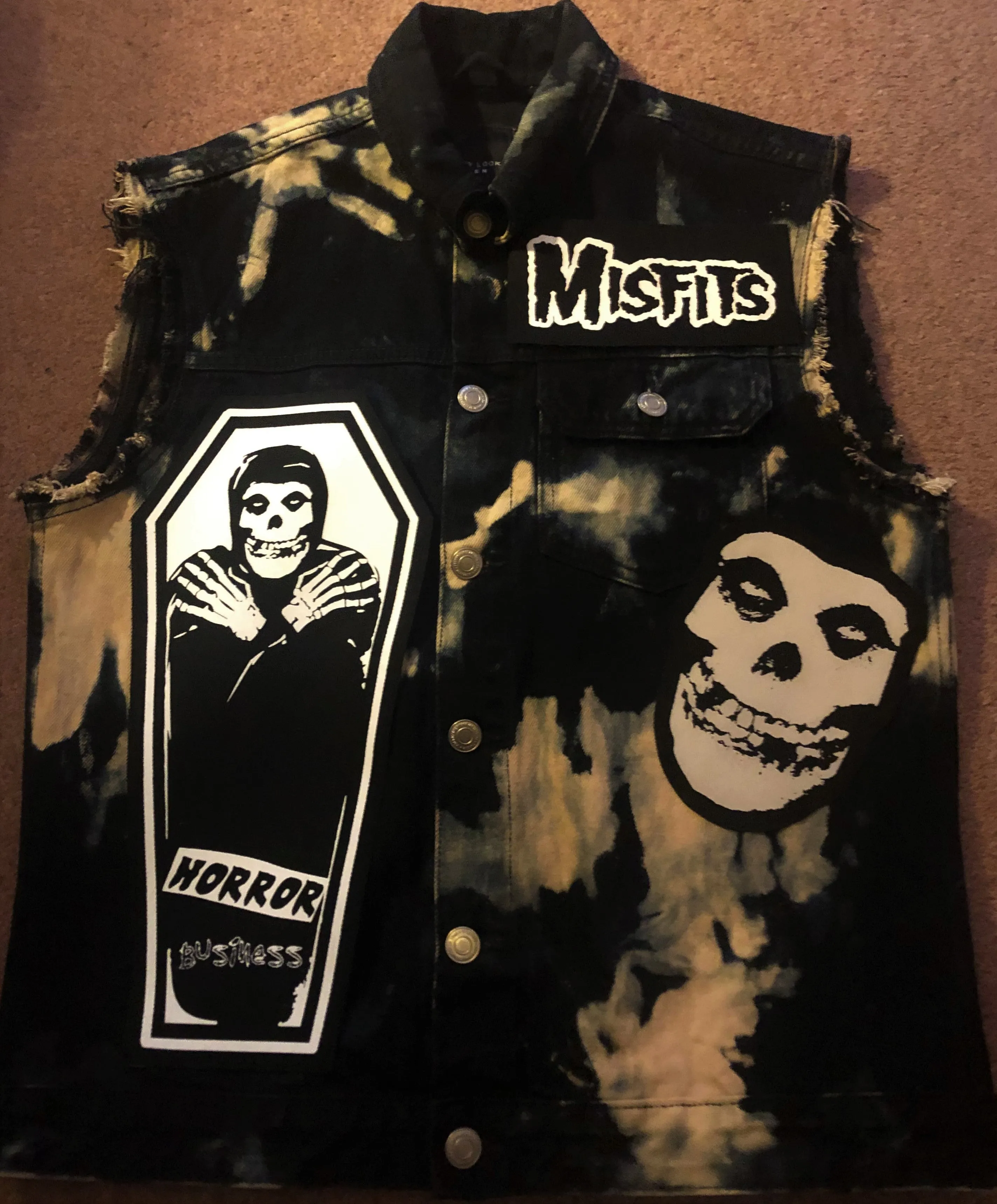 Misfits Tie-Bleach Horror Business Denim Punk Cut-Off Crimson Ghost Fiend Club