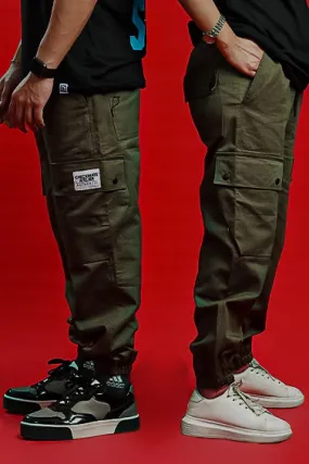 OLIVE GREEN CARGO PANT (ELASTIC)