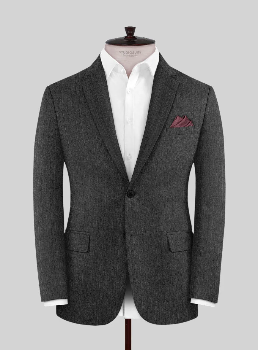 Reda Cashmere Gray Stripe Wool Jacket