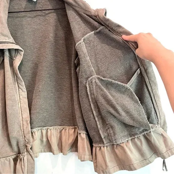Ruffle Hem Zip Front Jacket