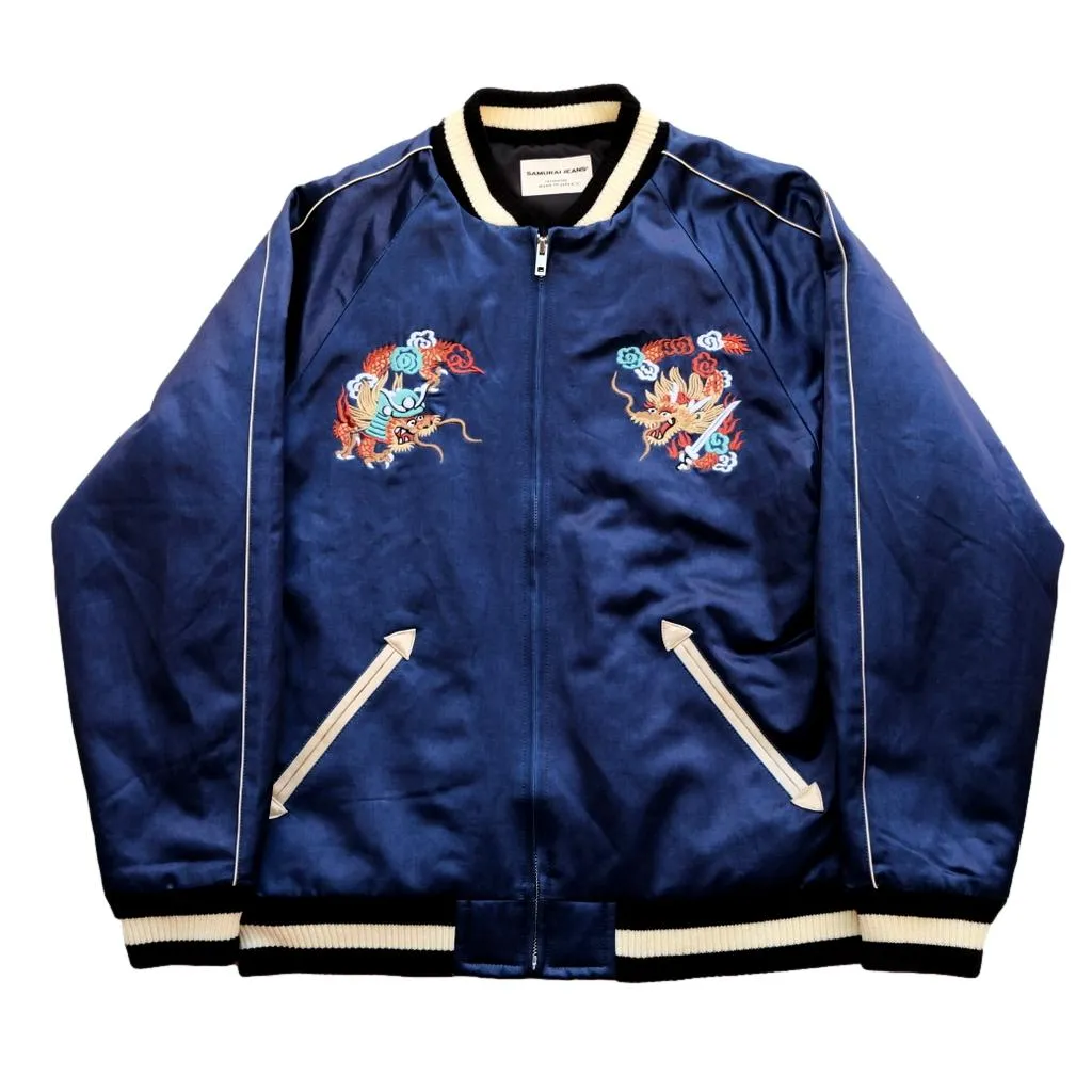Samurai Jeans SJSKJ24 Indigo Dyed Sukajan Jacket