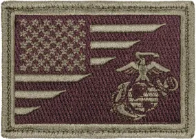 US Flag American U.S.M.C Globe & Anchor Hook & Loop Patch 3 3/8" x 2 3/8"