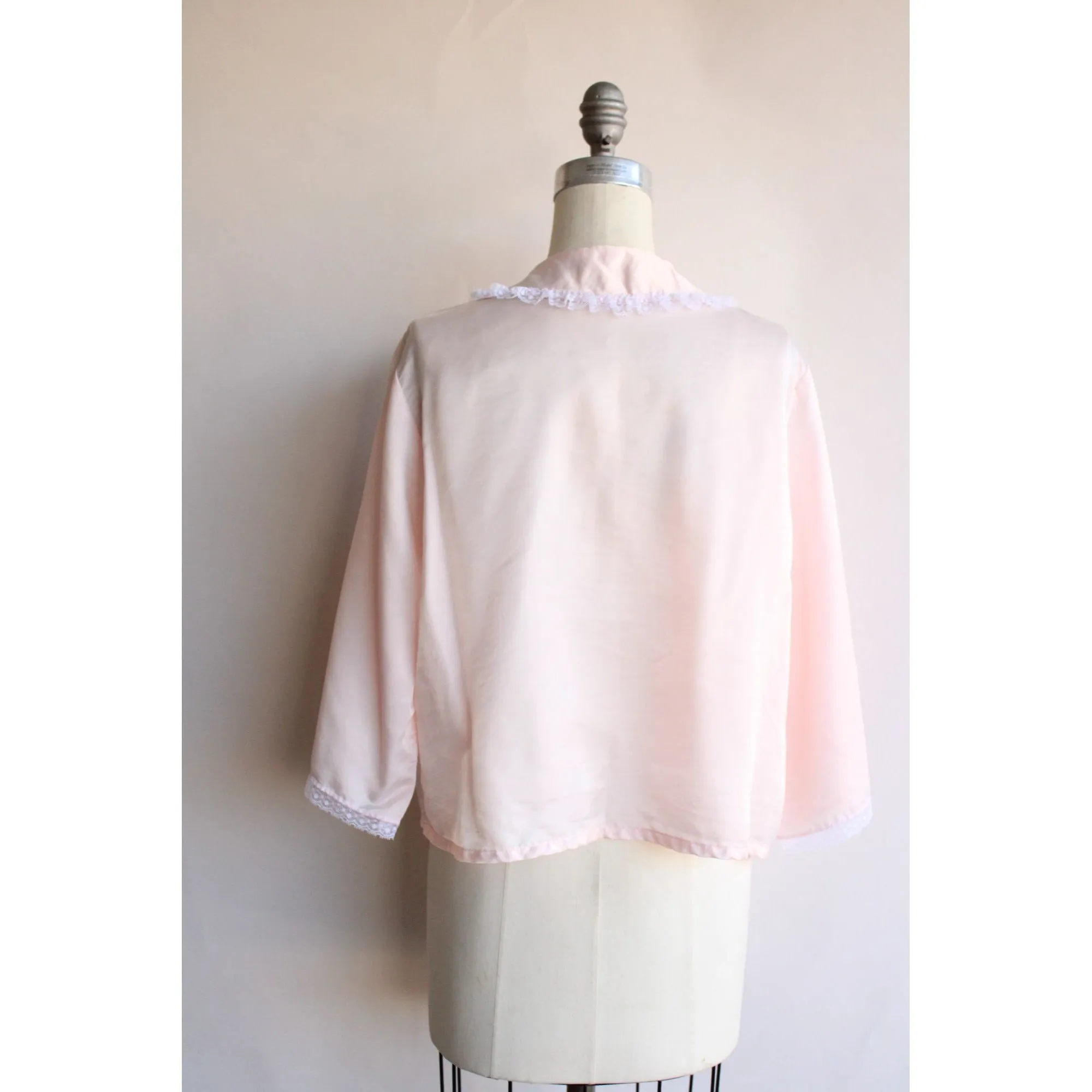 Vintage 1970s 1980s Pink Satin Bed Jacket