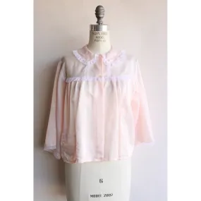 Vintage 1970s 1980s Pink Satin Bed Jacket