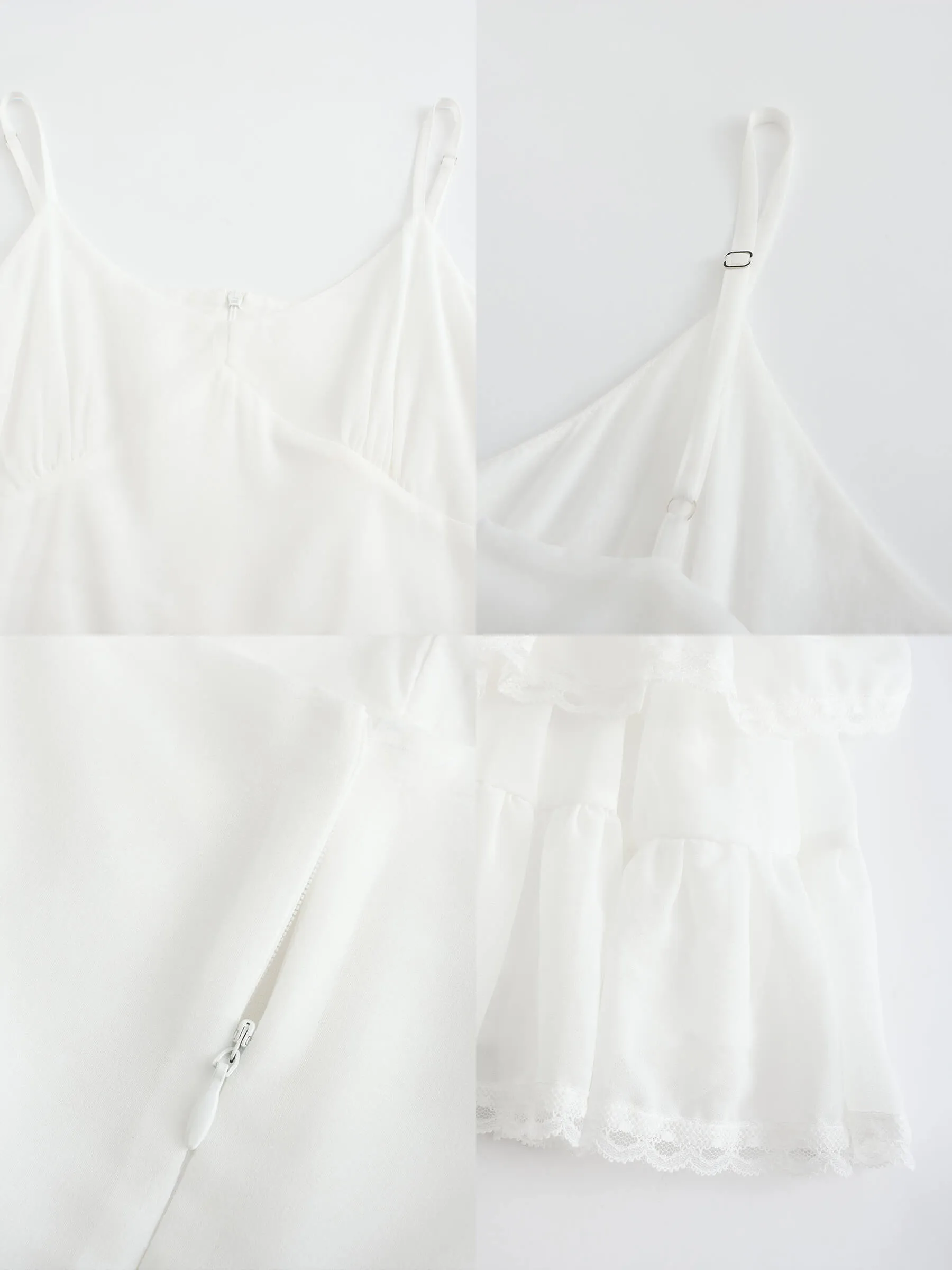 White Lace Tiered Short Dress