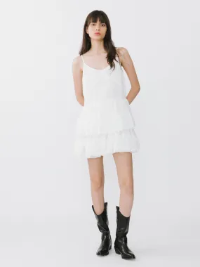 White Lace Tiered Short Dress