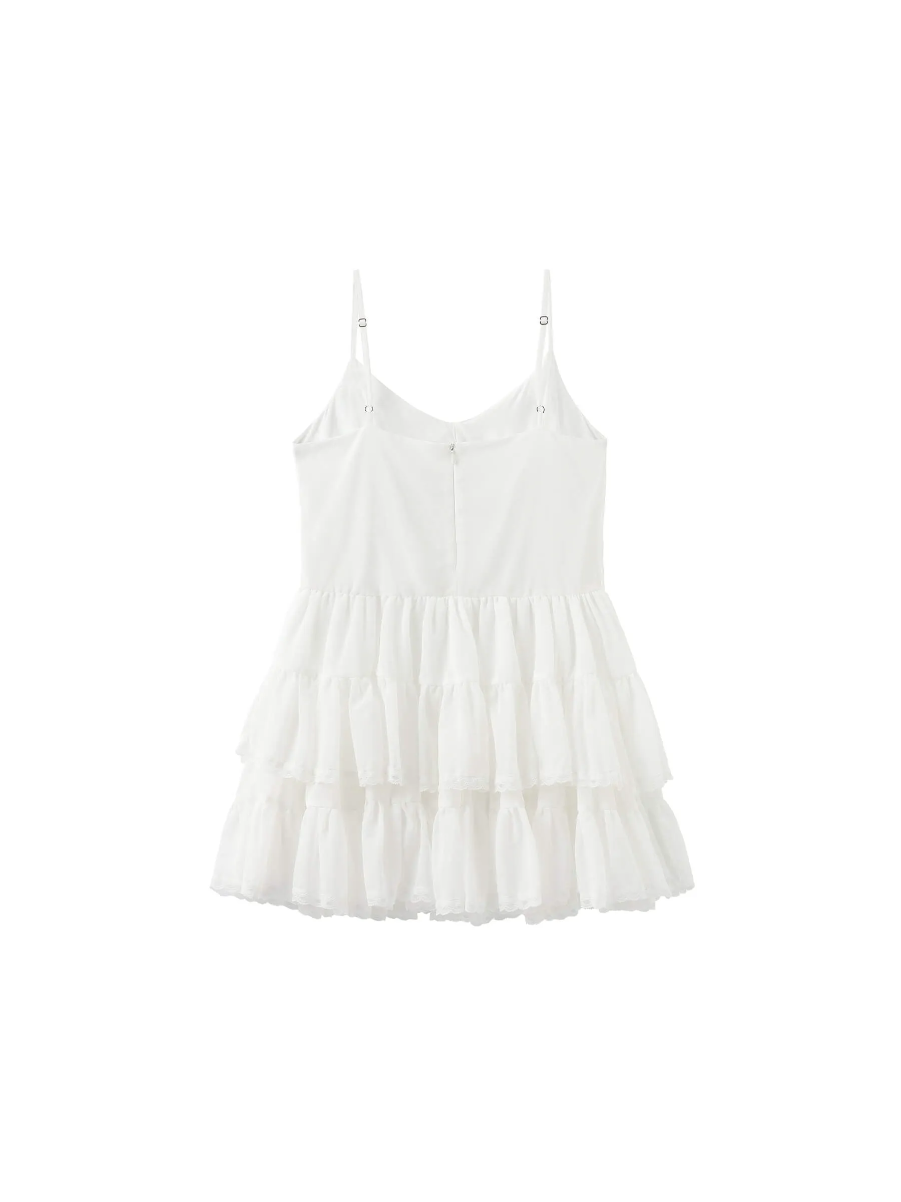 White Lace Tiered Short Dress